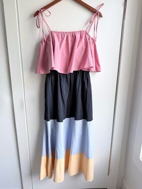 chinese dress ladies Striped Smocked Waist Maxi Dress – English Factory main image 0